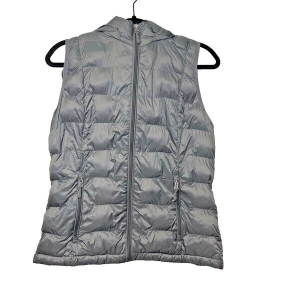 Charter Club Hooded Puffer Vest Women’s Size Medium Charcoal Lightweight - Picture 1 of 5